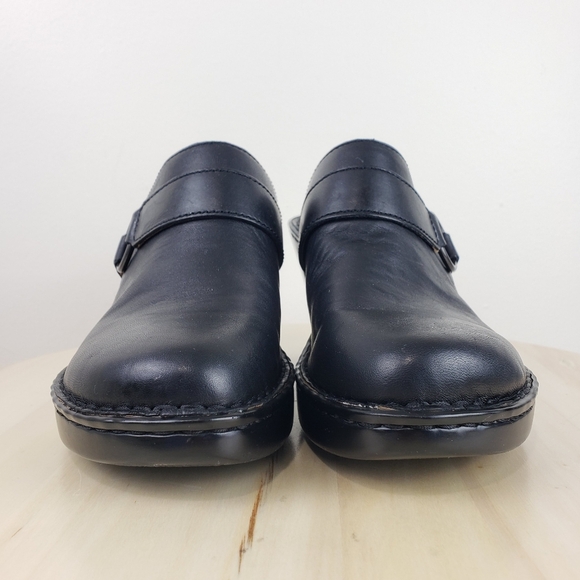 Born Clogs Mules Size 9 Black Leather Wedge Heel Mules Comfort Casual Bohemian - Picture 3 of 13